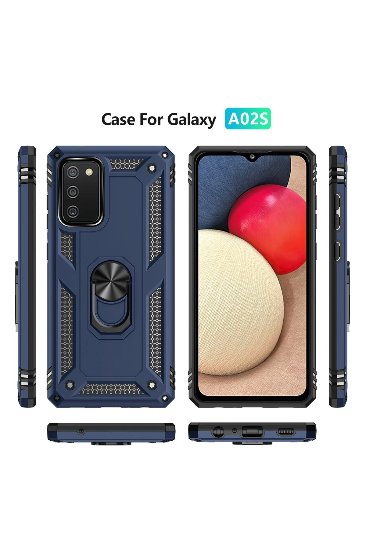 Newface Samsung Galaxy A03S Kılıf Sofya Yüzüklü Silikon Kapak - Lacivert - Görsel 3