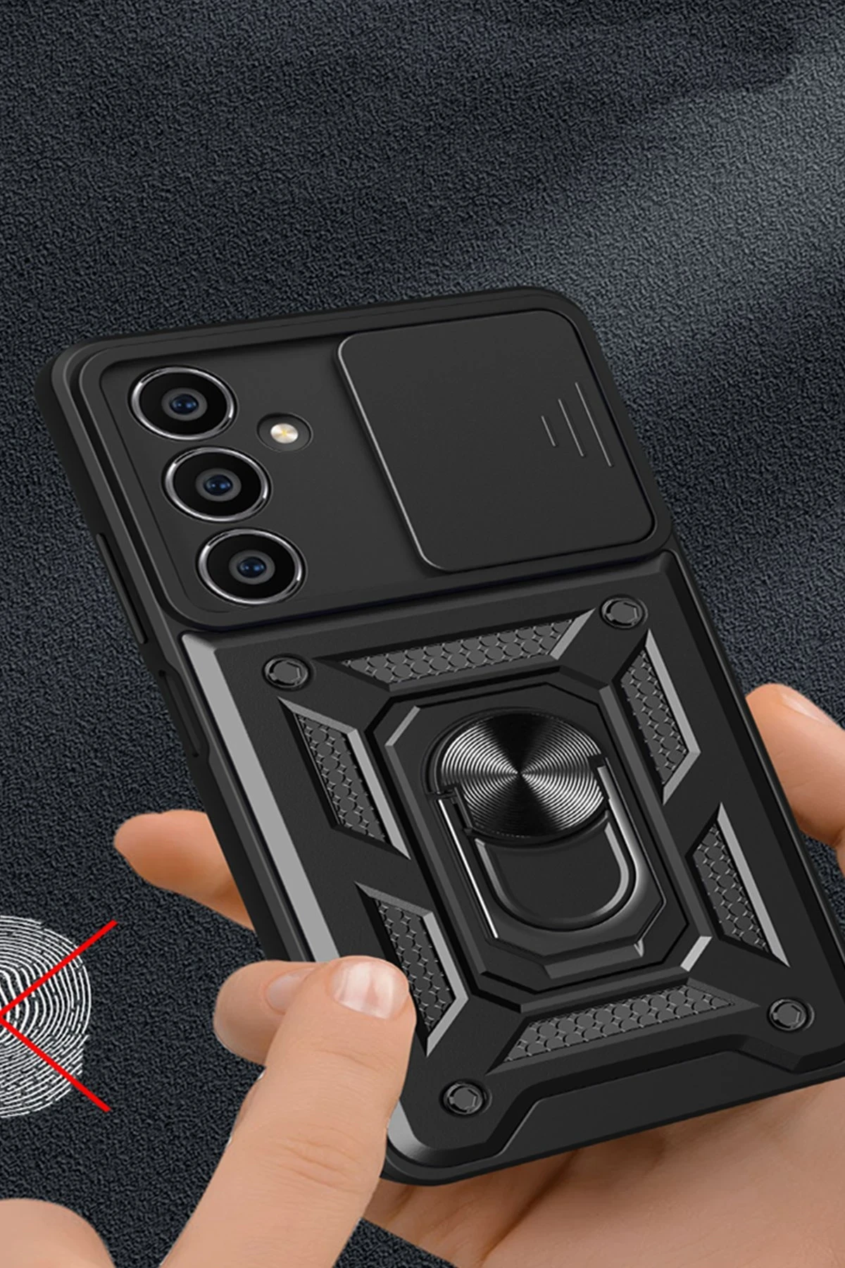 Newface Samsung Galaxy A05S Kılıf Pars Lens Yüzüklü Silikon - Siyah - Görsel 3