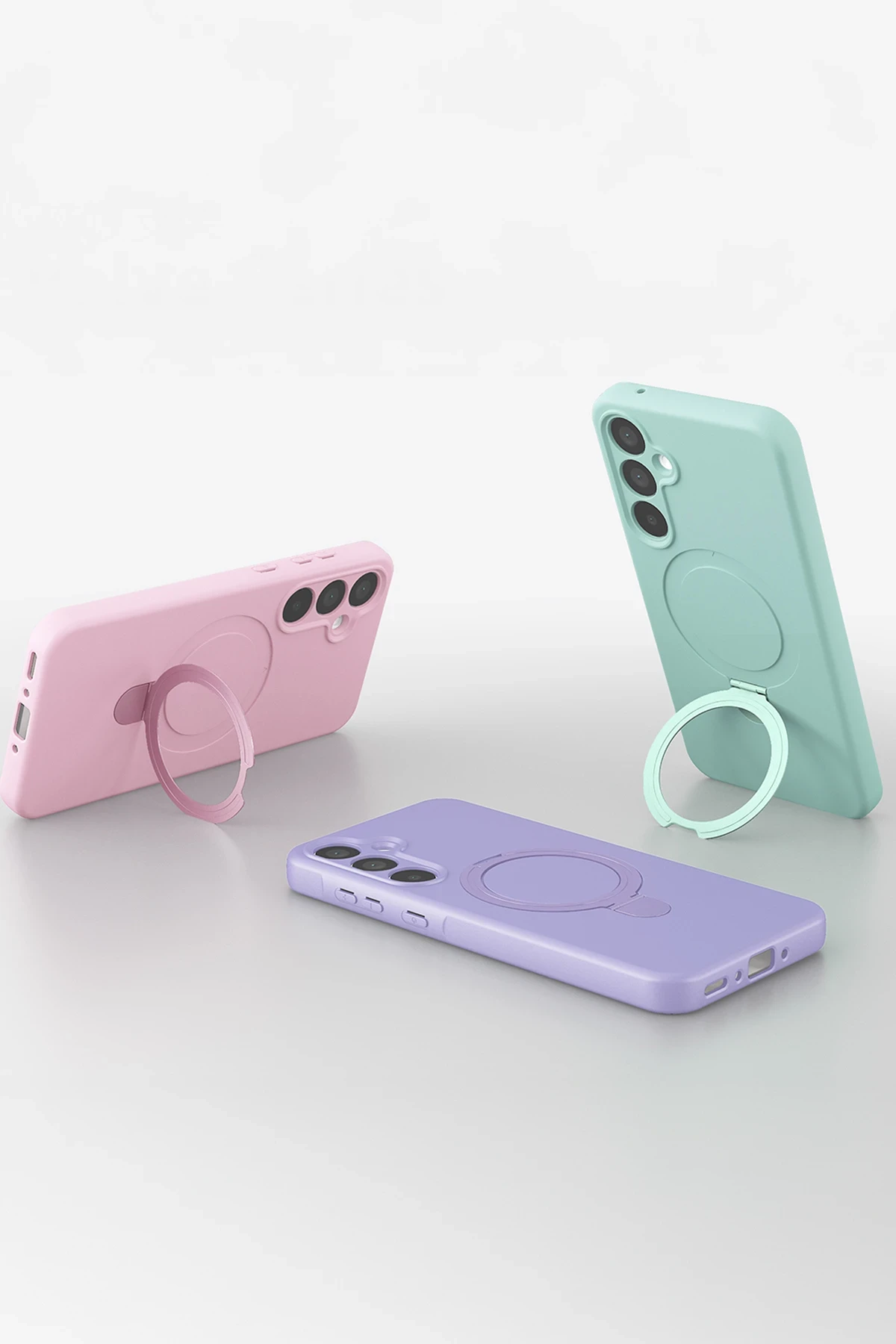 Newface Samsung Galaxy A15 4G Regal Magsafe Standlı Kapak - Su Yeşili - Görsel 5