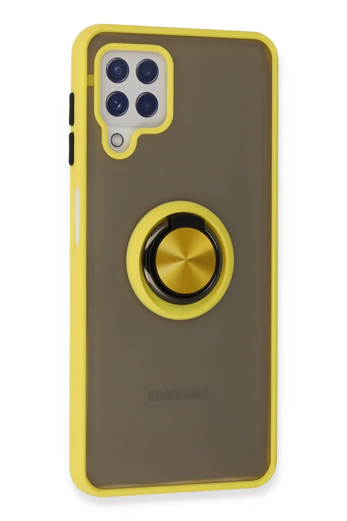 Newface Samsung Galaxy A22 Kılıf Montreal Yüzüklü Silikon Kapak - Sarı - Görsel 3