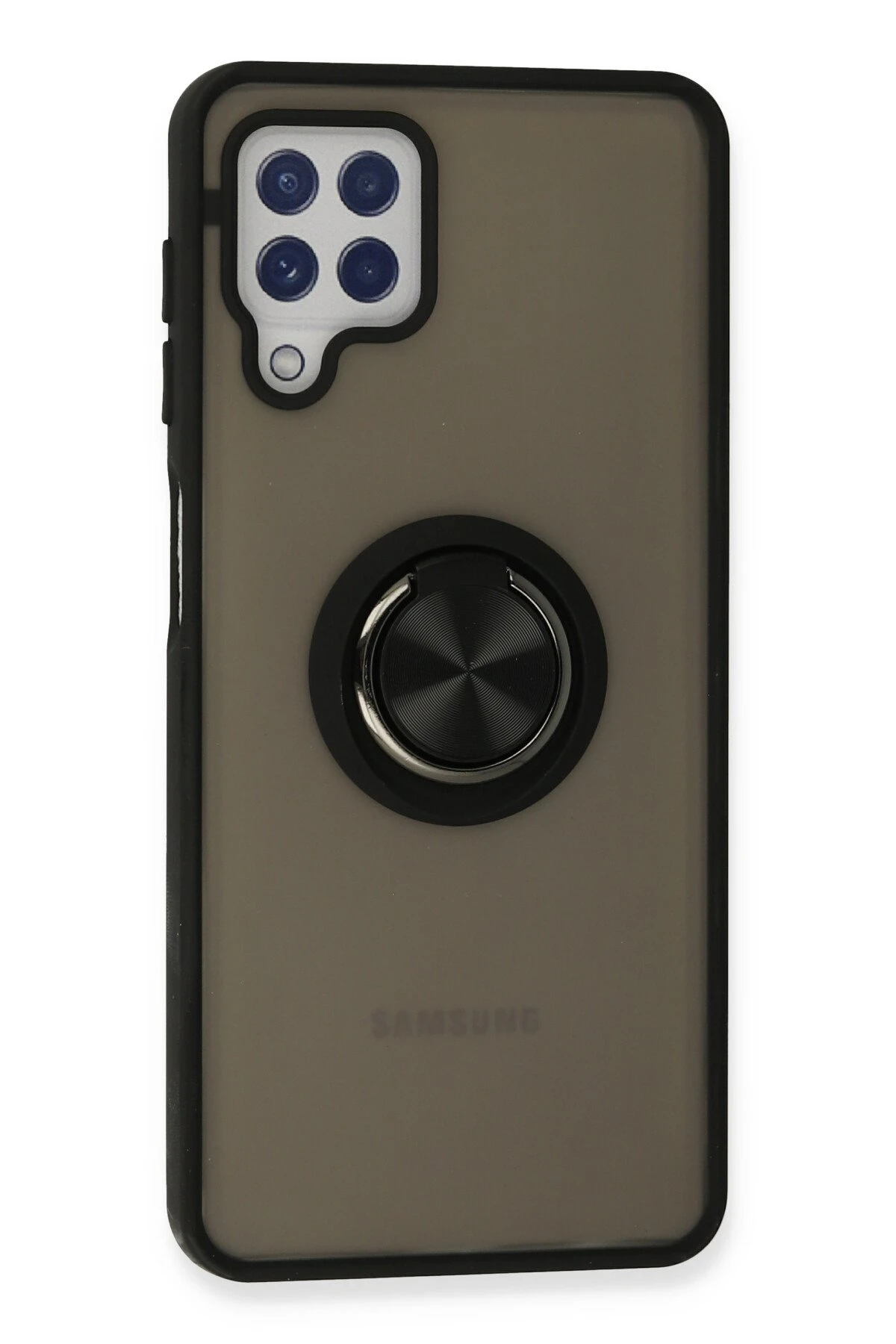 Newface Samsung Galaxy A22 Kılıf Montreal Yüzüklü Silikon Kapak - Siyah - Görsel 3