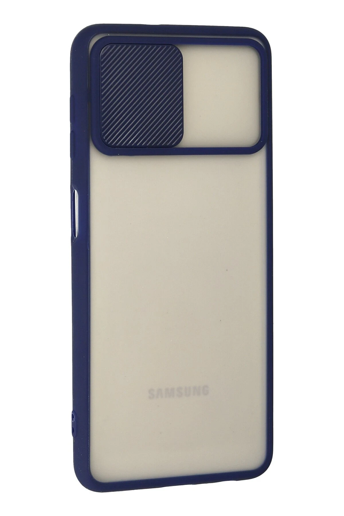 Newface Samsung Galaxy A22 Kılıf Palm Buzlu Kamera Sürgülü Silikon - Lacivert - Görsel 3