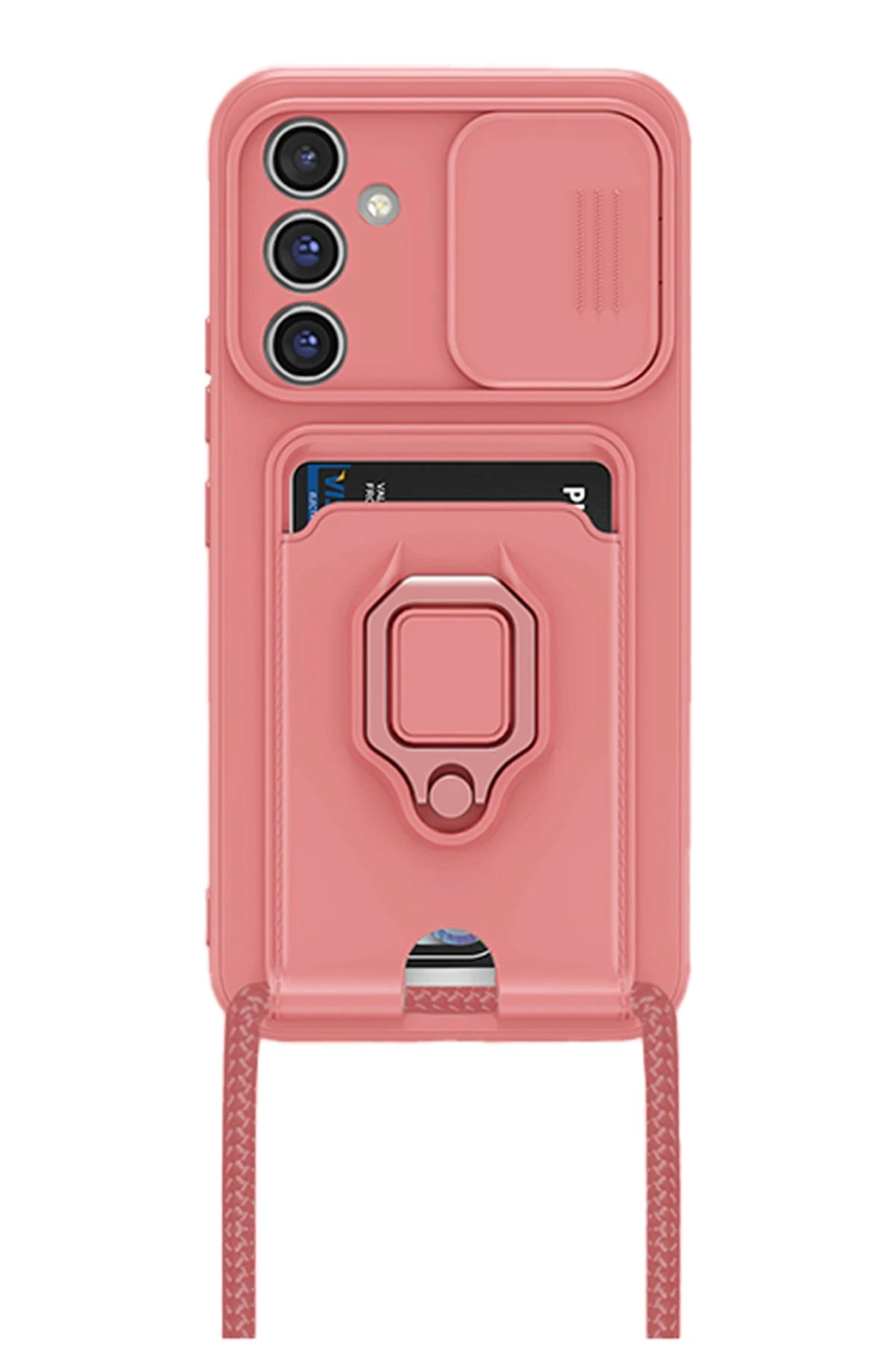 Newface Samsung Galaxy A26 Kılıf Zuma Kartvizitli Yüzüklü Silikon - Pembe - Görsel 3