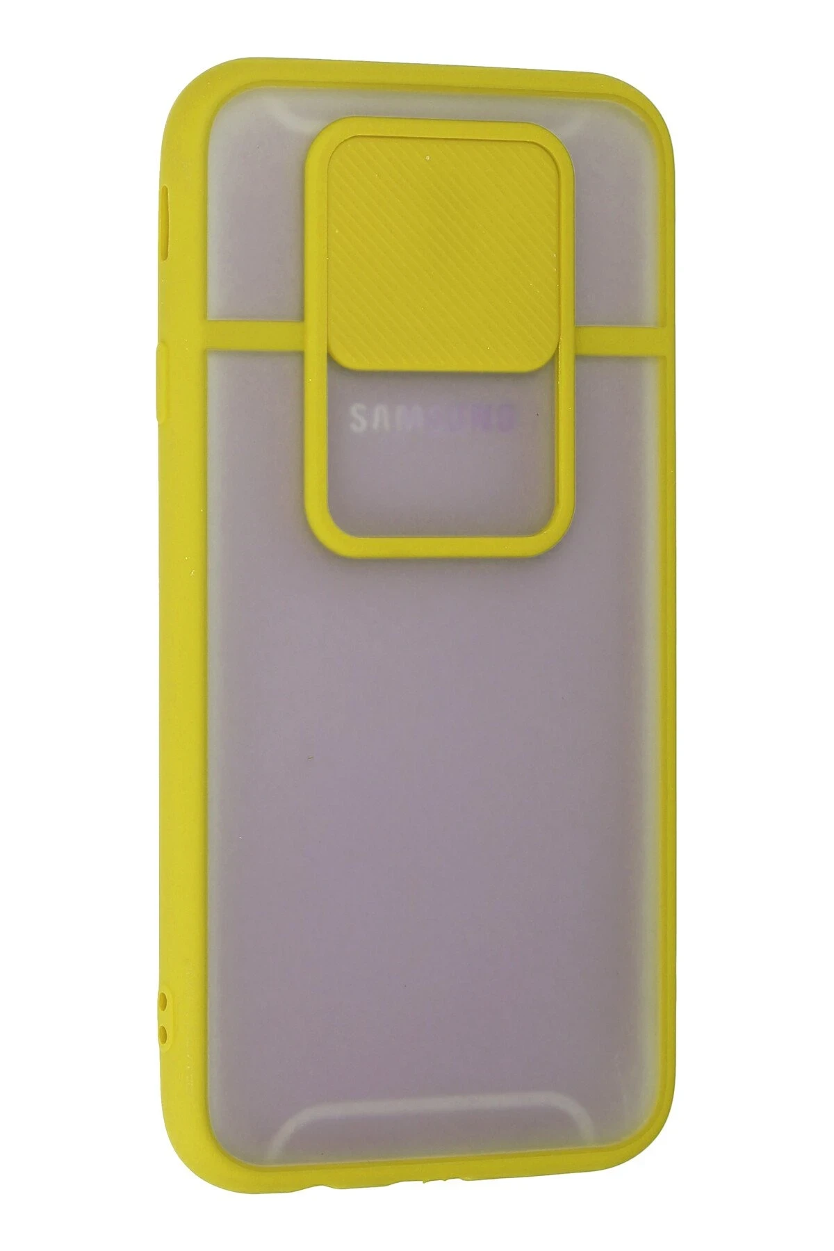 Newface Samsung Galaxy J7 Pro / J730 Kılıf Palm Buzlu Kamera Sürgülü Silikon - Sarı - Görsel 3