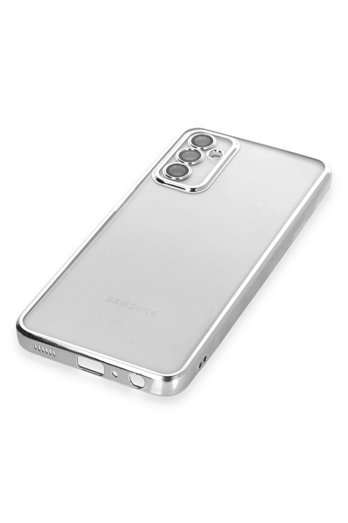Newface Samsung Galaxy M23 Kılıf Razer Lensli Silikon - Gümüş - Görsel 4