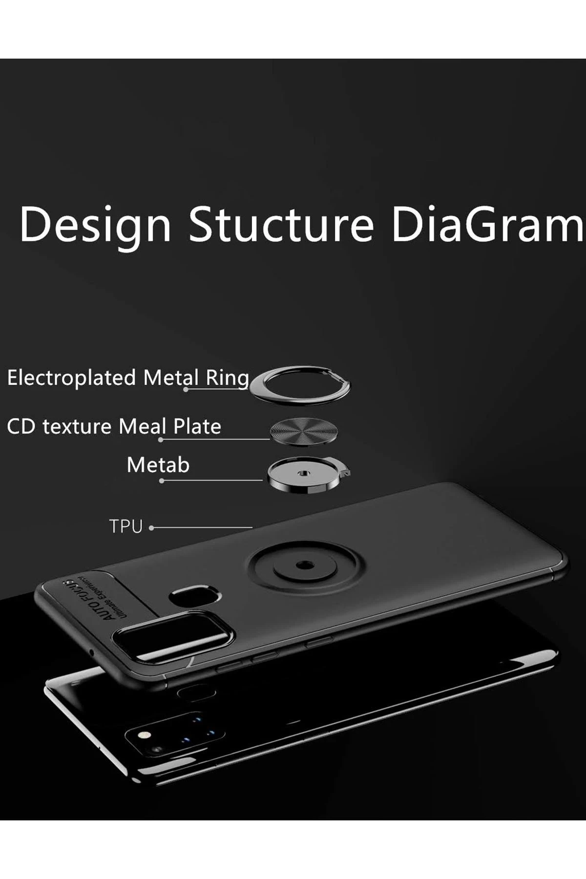 Newface Samsung Galaxy M31 Kılıf Range Yüzüklü Silikon - Siyah-Mavi - Görsel 3