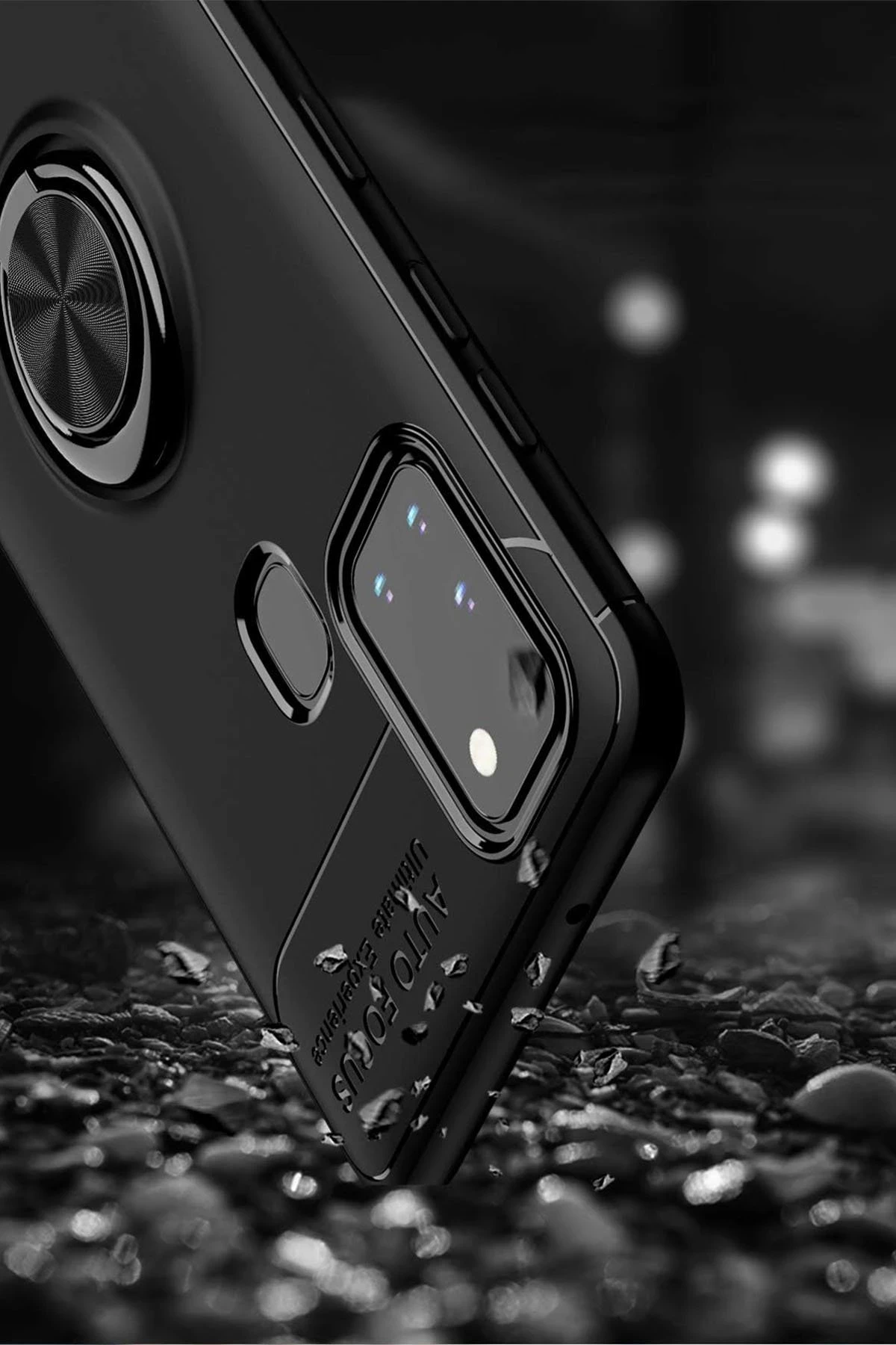 Newface Samsung Galaxy M31 Kılıf Range Yüzüklü Silikon - Siyah-Mavi - Görsel 7