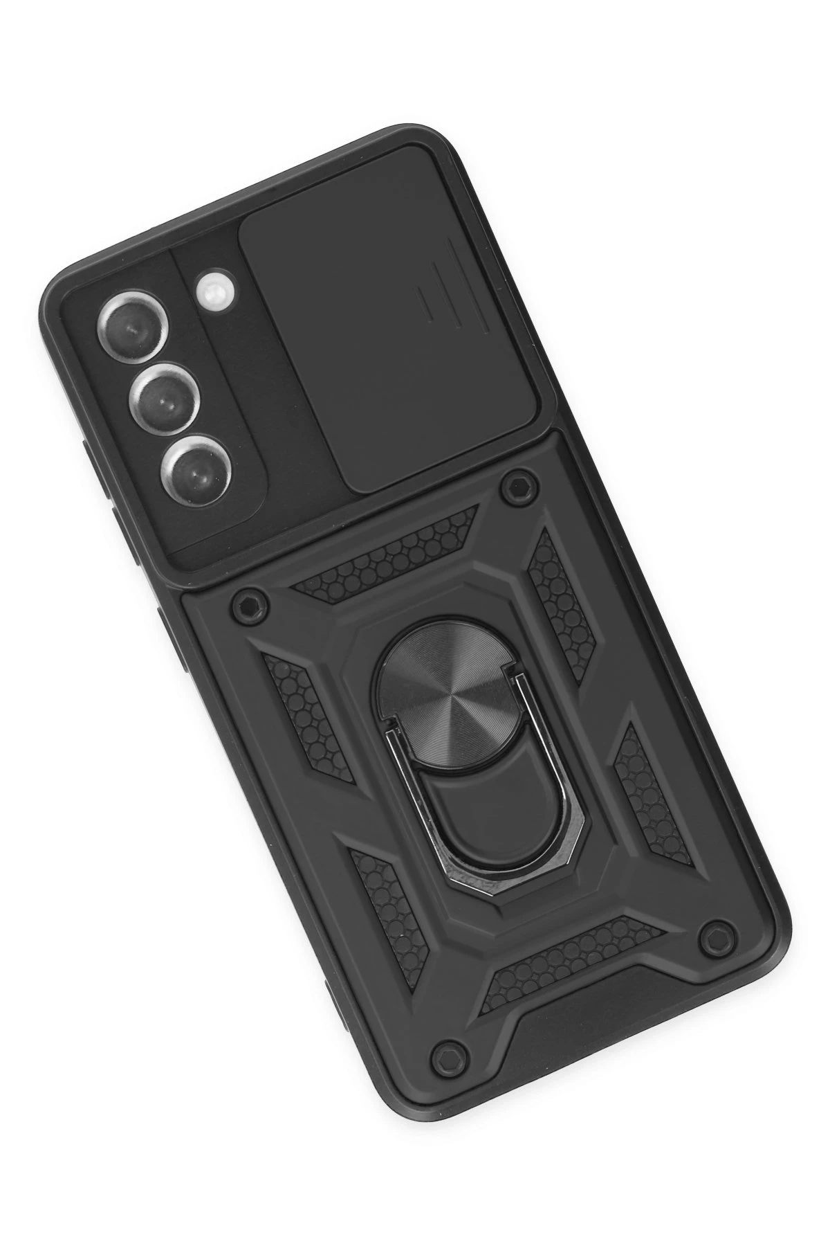 Newface Samsung Galaxy S21 FE Kılıf Pars Lens Yüzüklü Silikon - Siyah - Görsel 3