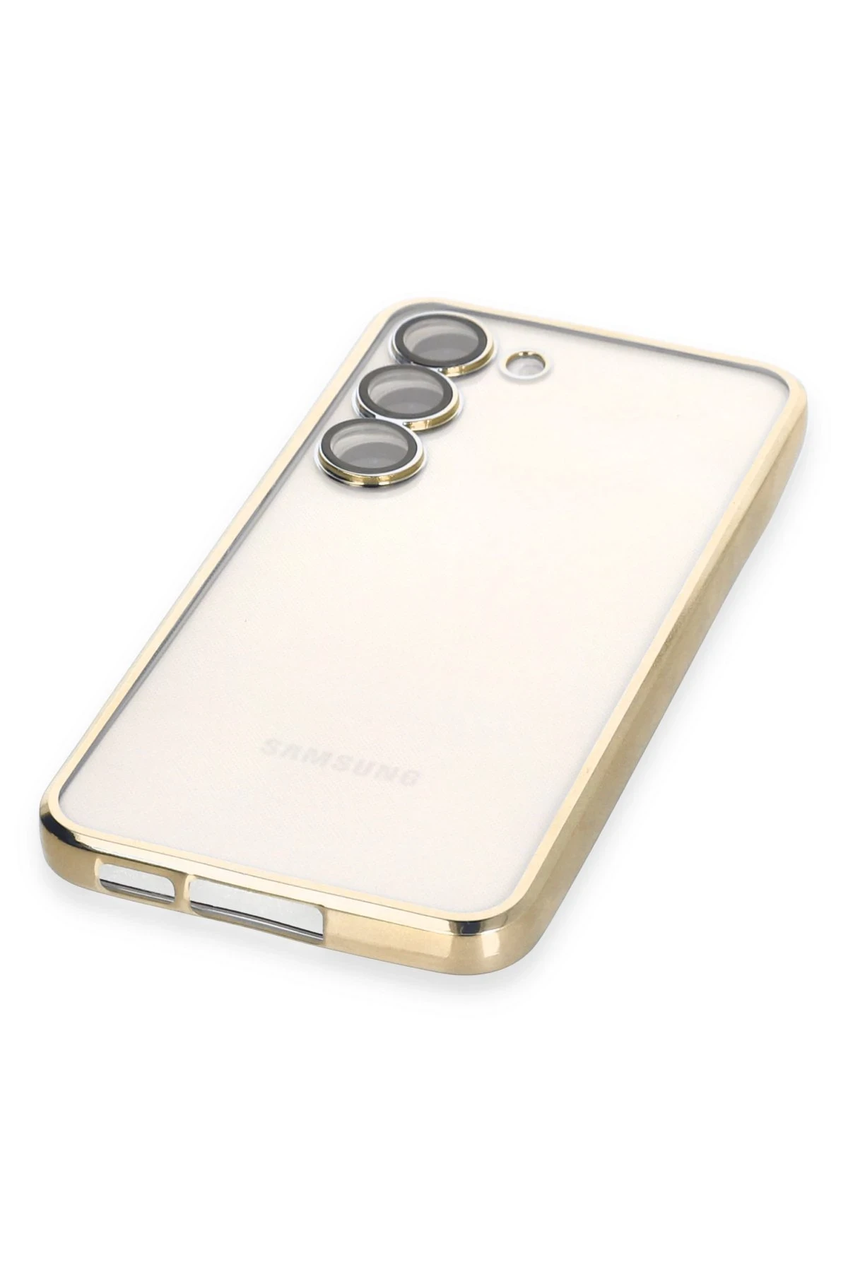 Newface Samsung Galaxy S24 Kılıf Razer Lensli Silikon - Gold - Görsel 4