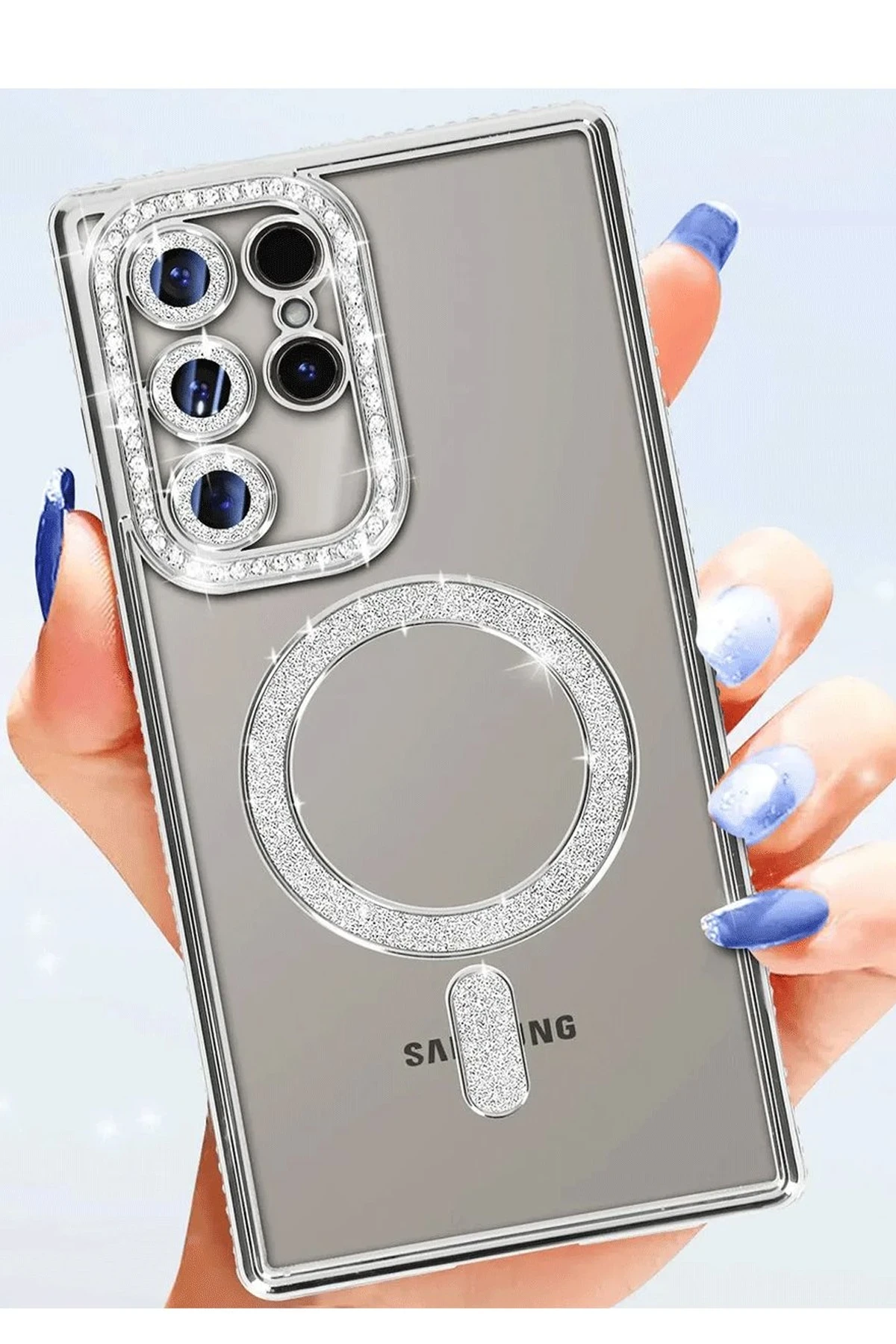 Newface Samsung Galaxy S25 Ultra Kılıf Joke Simli Magneticsafe Kılıf - Siyah - Görsel 3