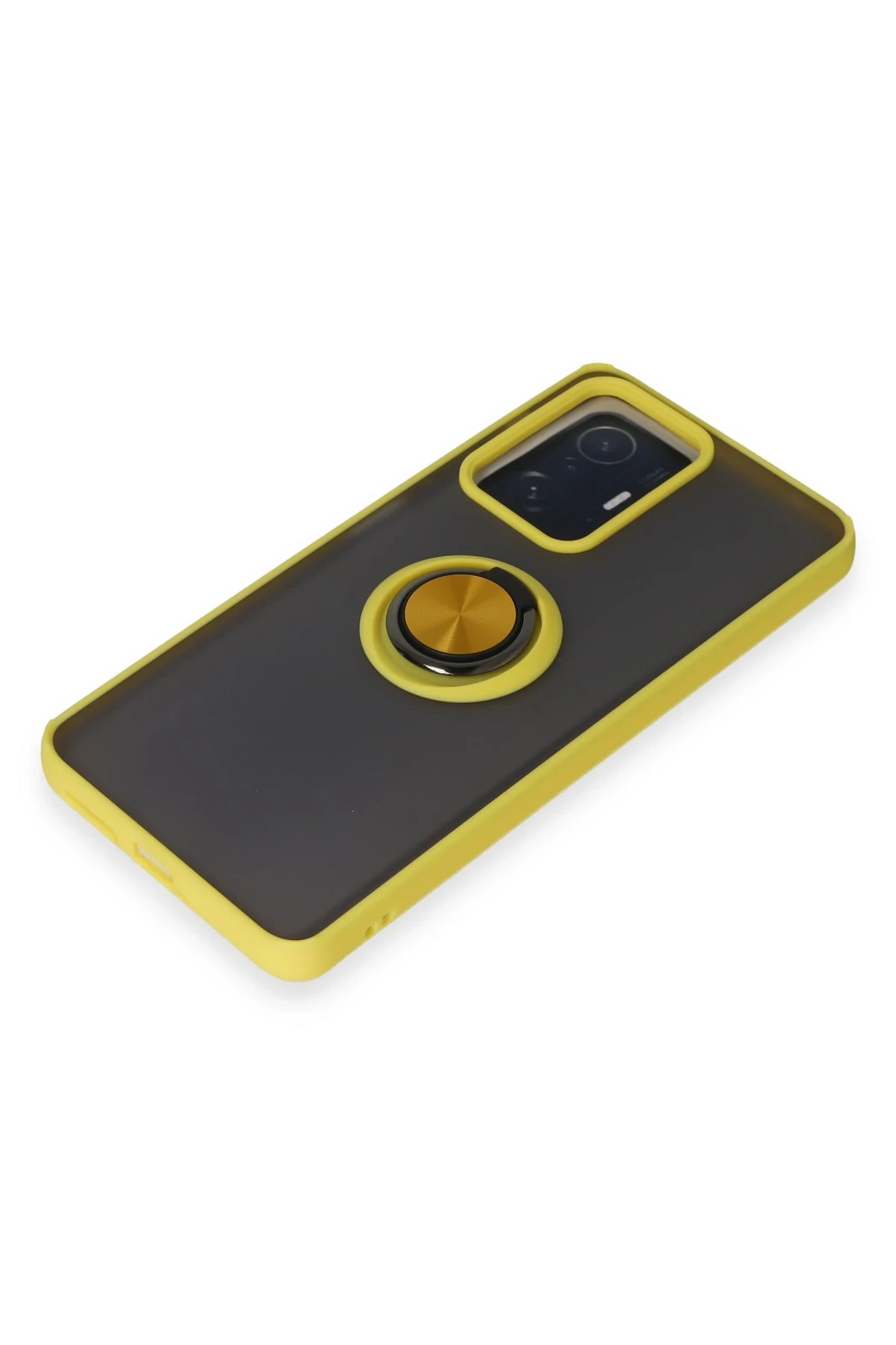 Newface Xiaomi Mi 11T Pro Kılıf Montreal Yüzüklü Silikon Kapak - Sarı - Görsel 4