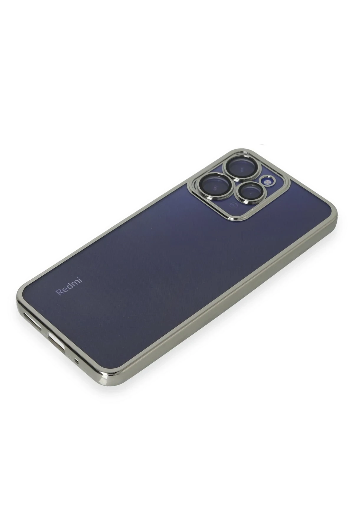 Newface Xiaomi Redmi 12 Kılıf Razer Lensli Silikon - Gümüş - Görsel 4
