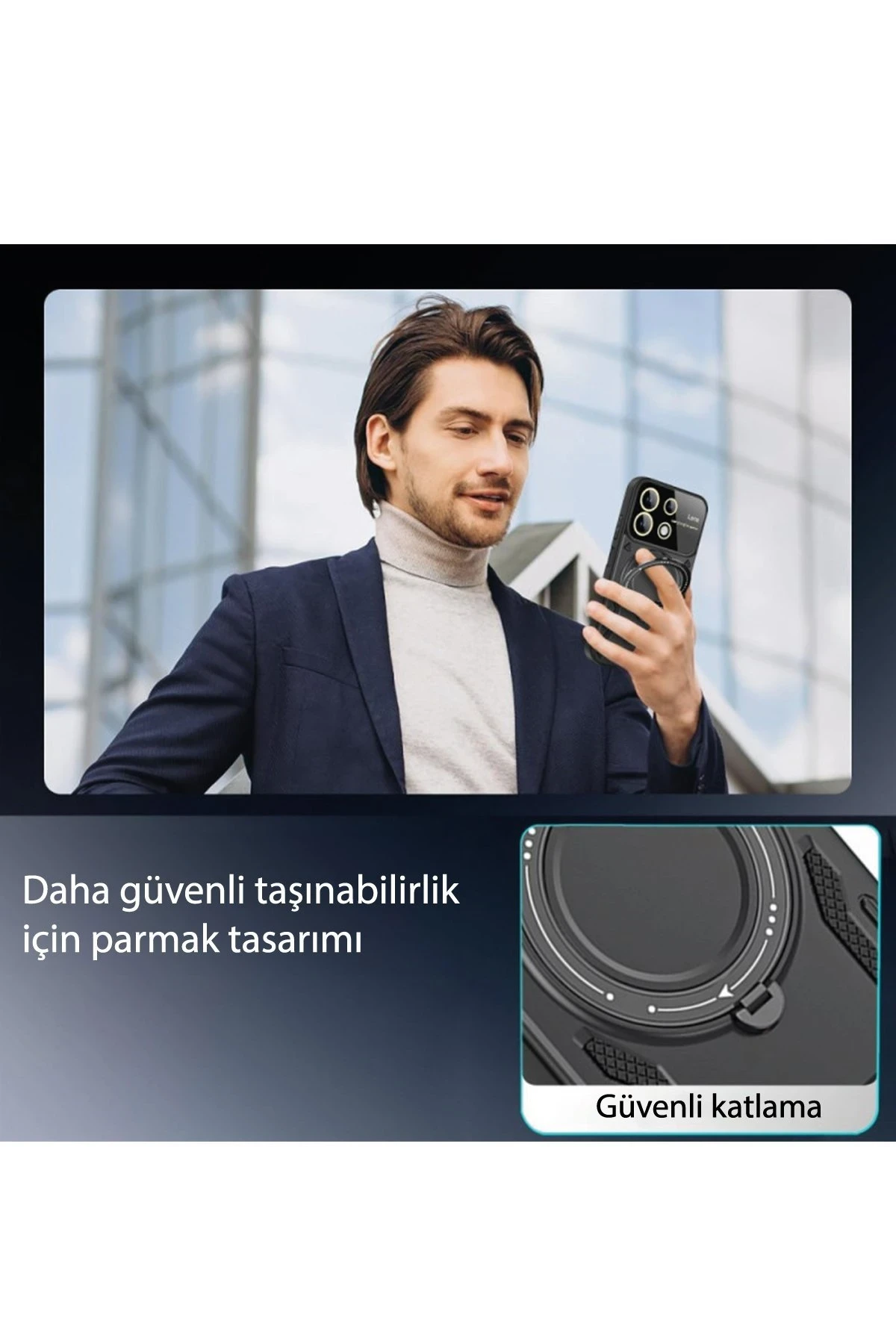 Newface Xiaomi Redmi 13C Kılıf Joy Lens Standlı Kapak - Koyu Yeşil - Görsel 4