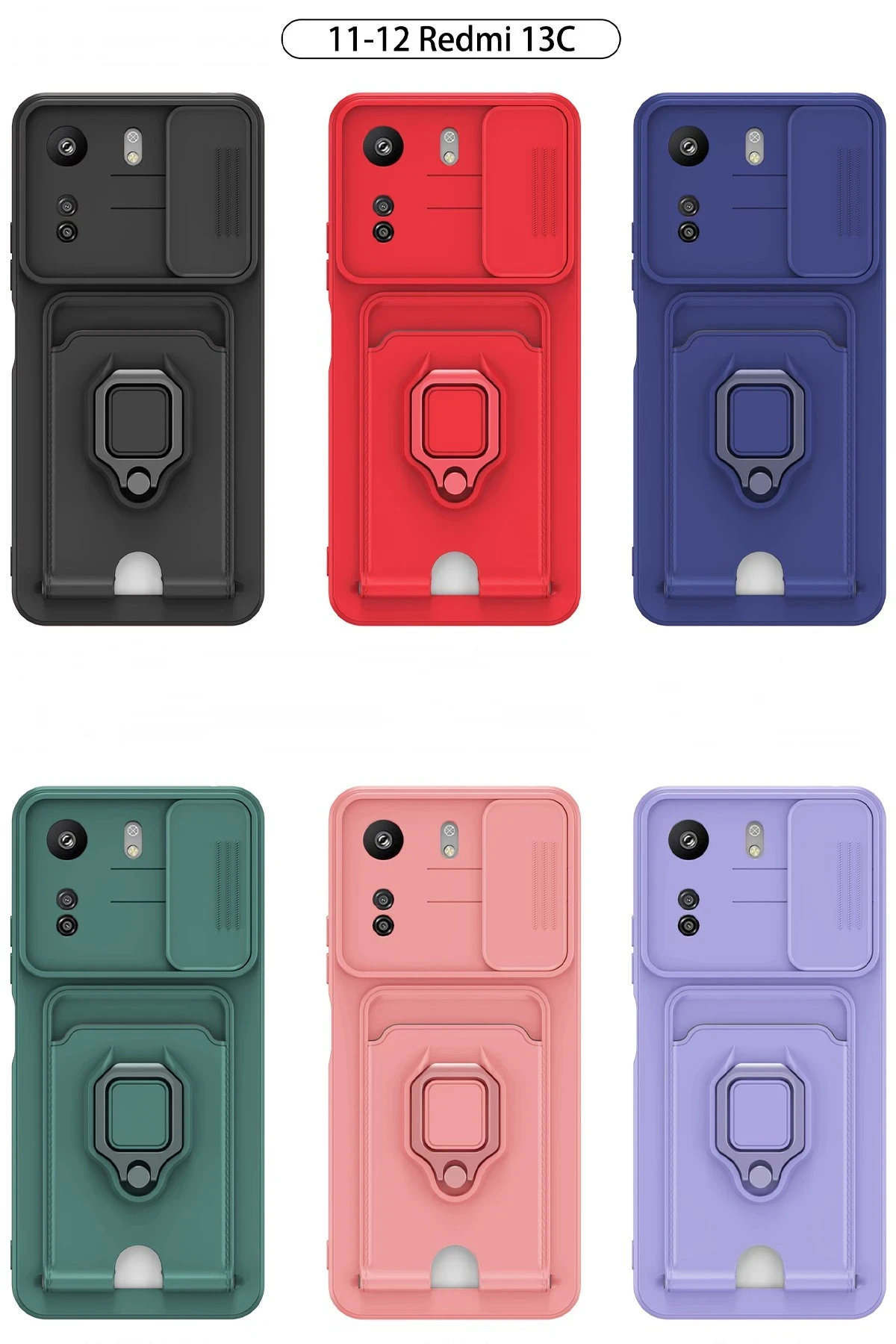 Newface Xiaomi Redmi 13C Kılıf Zuma Kartvizitli Yüzüklü Silikon - Siyah - Görsel 5
