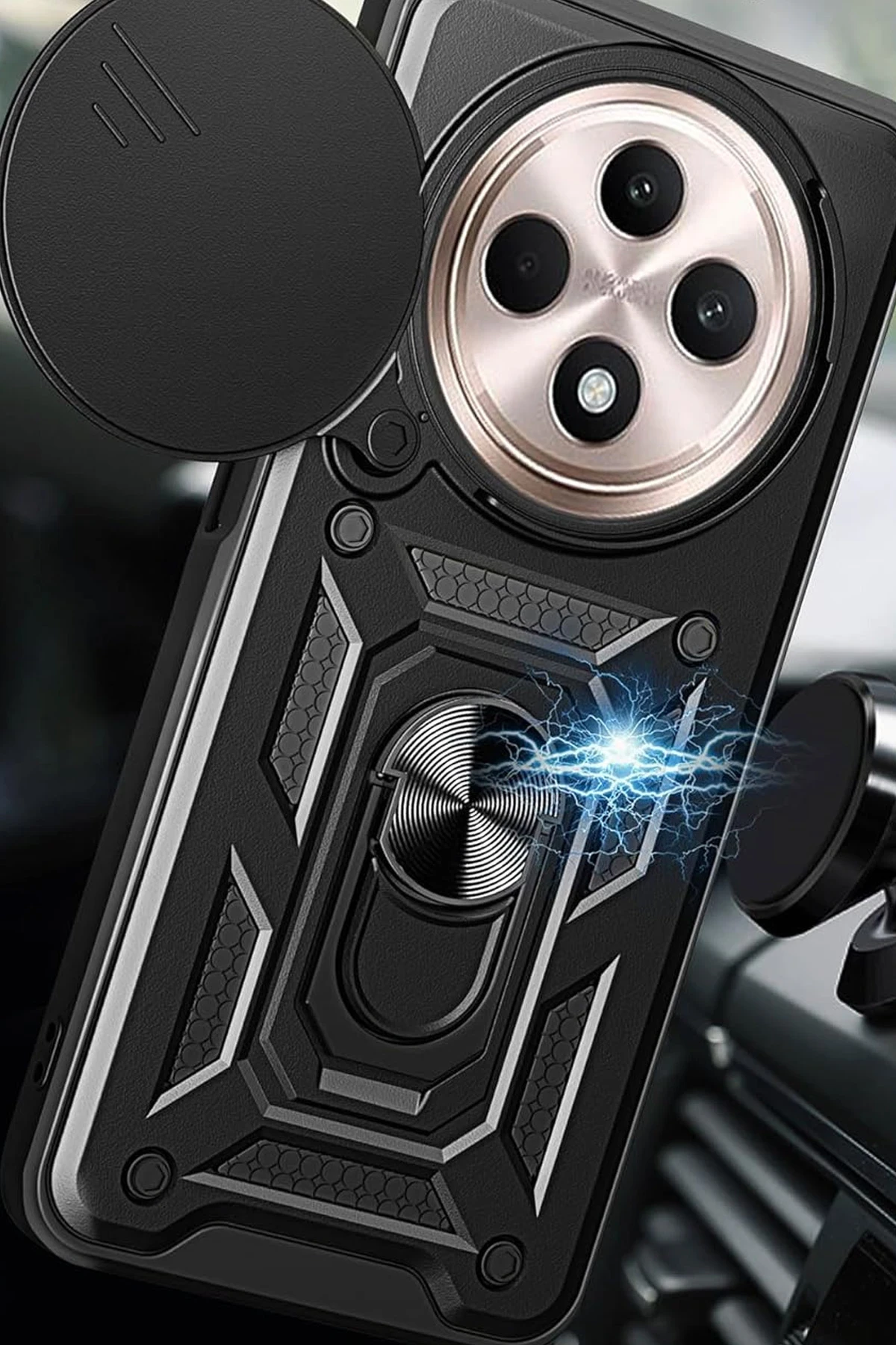 Newface Xiaomi Redmi 14C Kılıf Pars Lens Yüzüklü Silikon - Kırmızı - Görsel 4