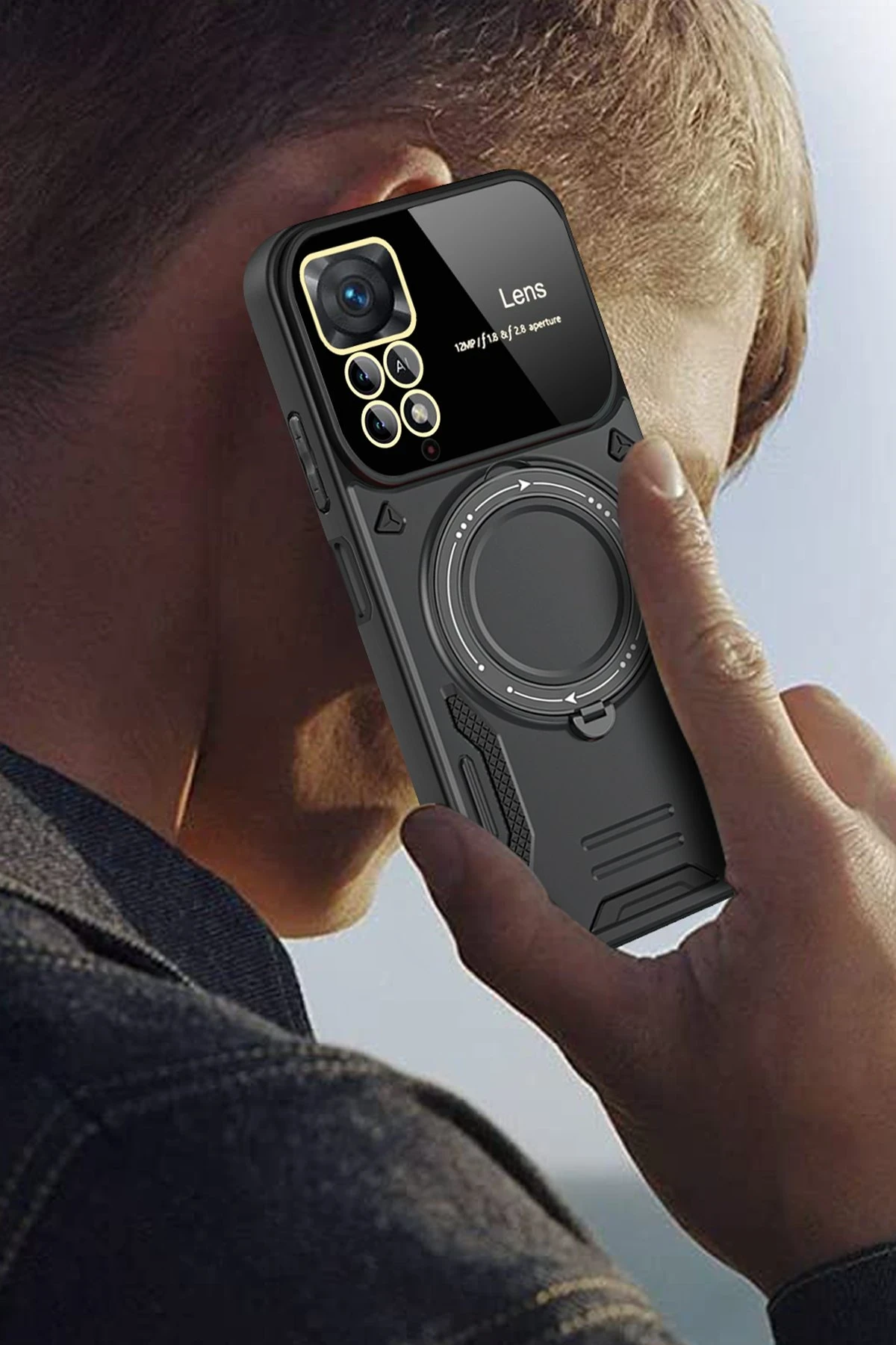 Newface Xiaomi Redmi Note 12 Pro 4G Kılıf Joy Lens Standlı Kapak - Lacivert - Görsel 3