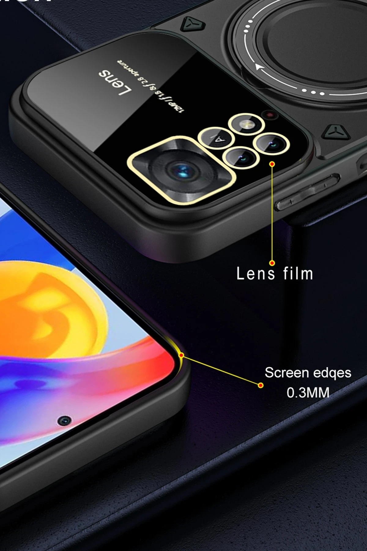 Newface Xiaomi Redmi Note 12 Pro 4G Kılıf Joy Lens Standlı Kapak - Lacivert - Görsel 5