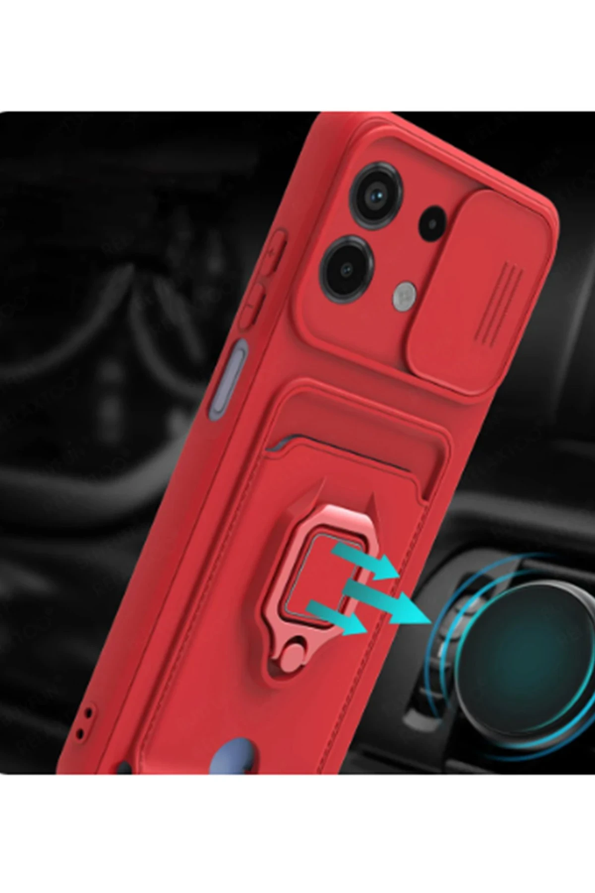 Newface Xiaomi Redmi Note 13 4G Kılıf Zuma Kartvizitli Yüzüklü Silikon - Lacivert - Görsel 3