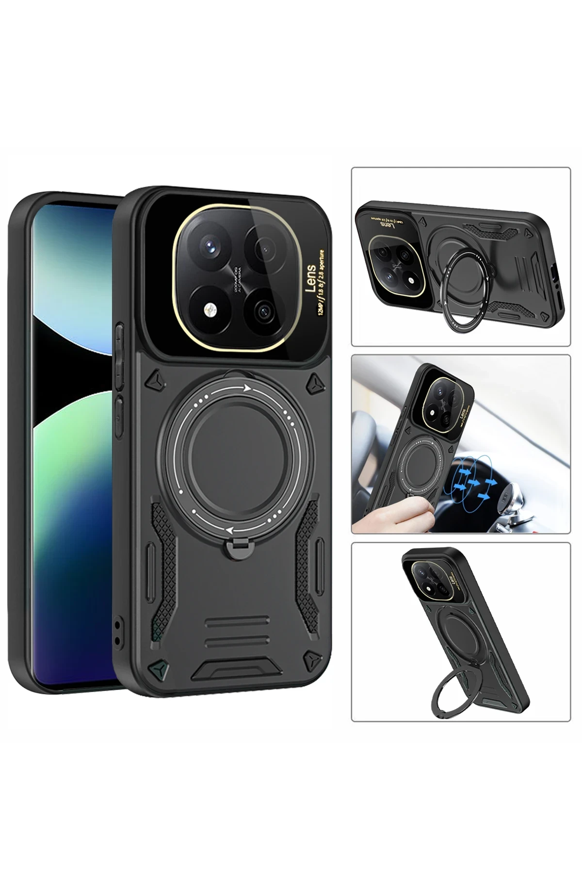 Newface Xiaomi Redmi Note 14 4G Kılıf Joy Lens Standlı Kapak - Mor - Görsel 3