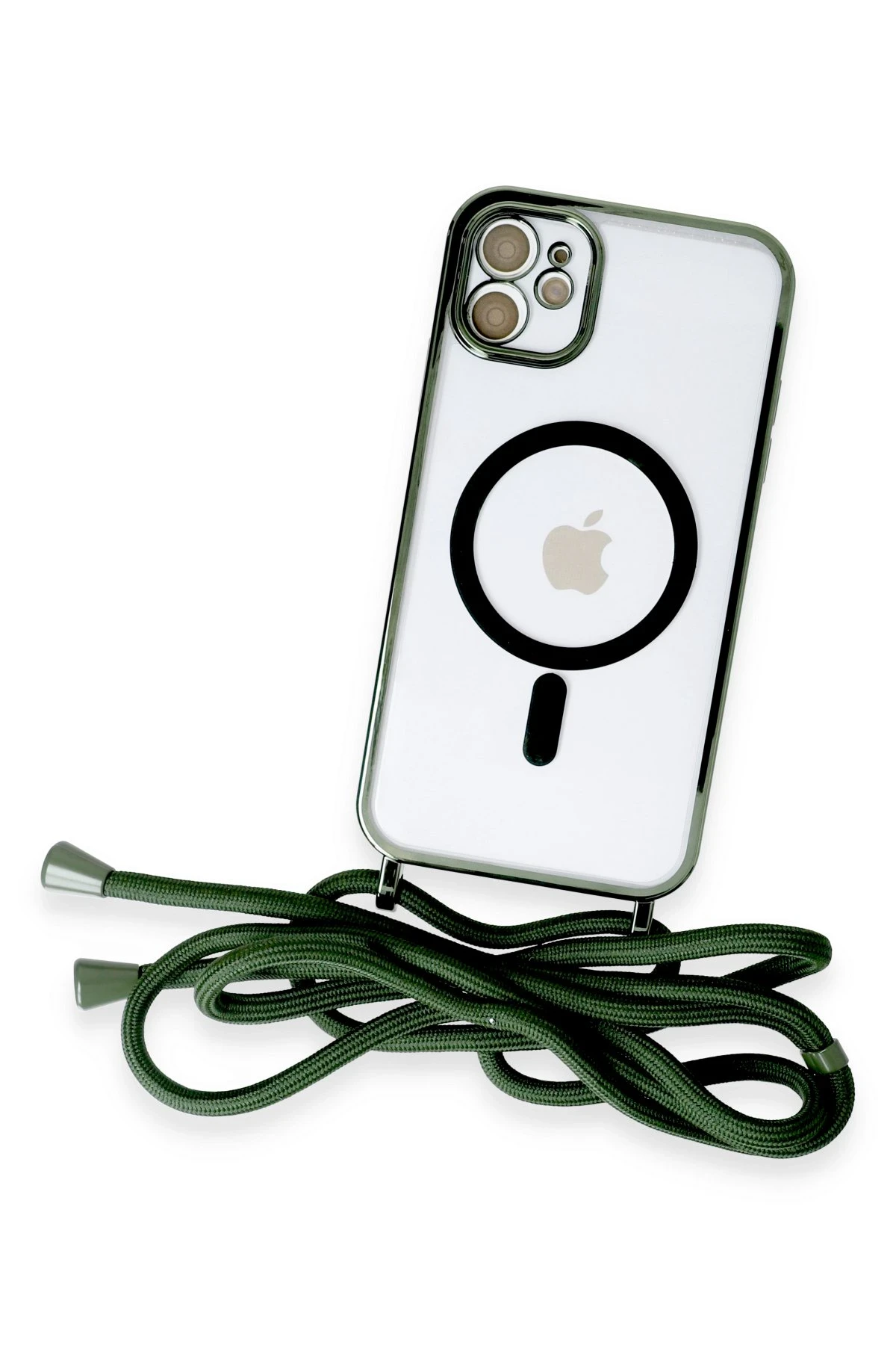 Newface iPhone 11 Kılıf Divo Lazer Askılı Magsafe Kapak - Koyu Yeşil - Görsel 3
