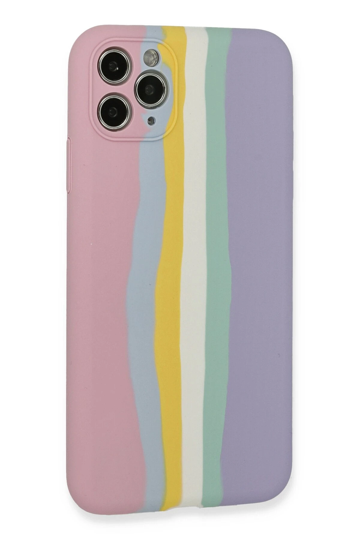 Newface iPhone 11 Pro Kılıf Ebruli Lansman Silikon - Pembe-Lila - Görsel 3