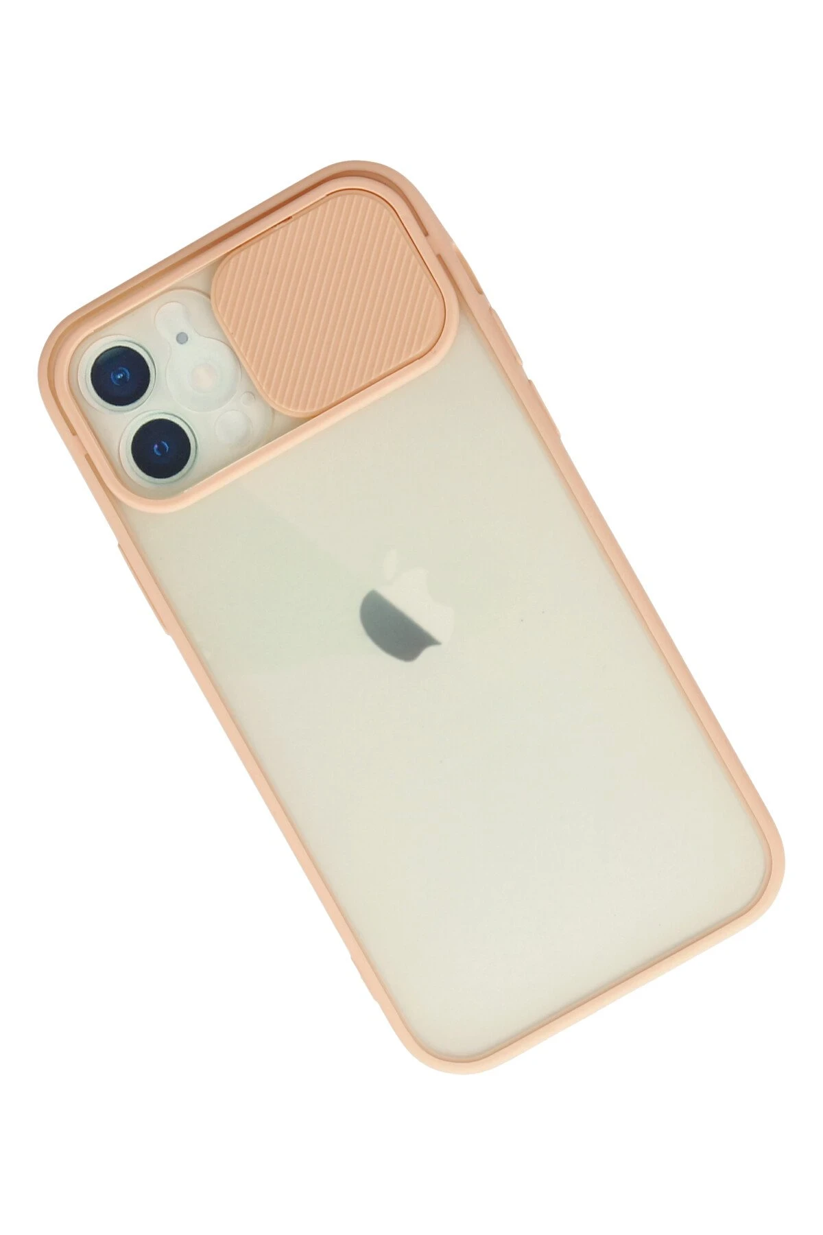 Newface iPhone 12 Kılıf Palm Buzlu Kamera Sürgülü Silikon - Pembe - Görsel 3