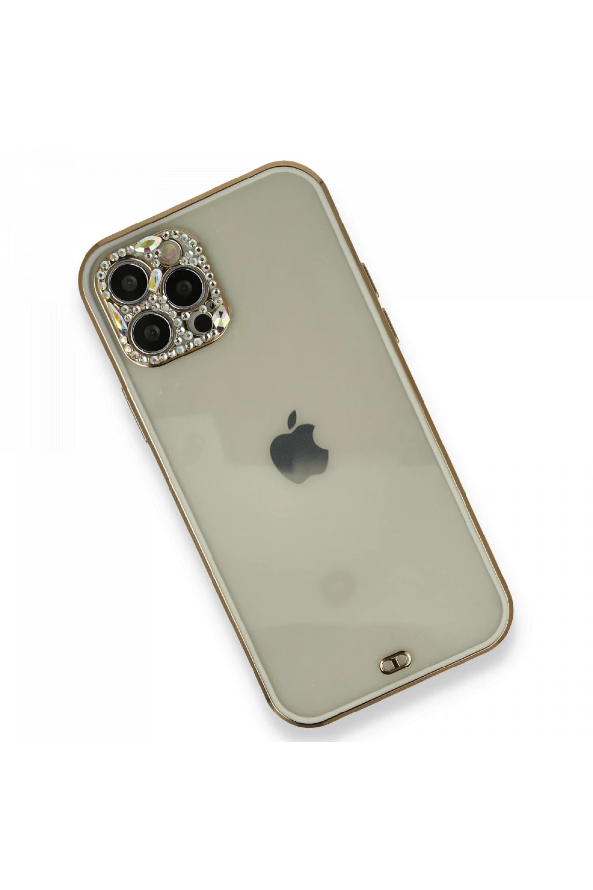 Newface iPhone 12 Pro Kılıf Liva Taşlı Silikon - Beyaz - Görsel 3