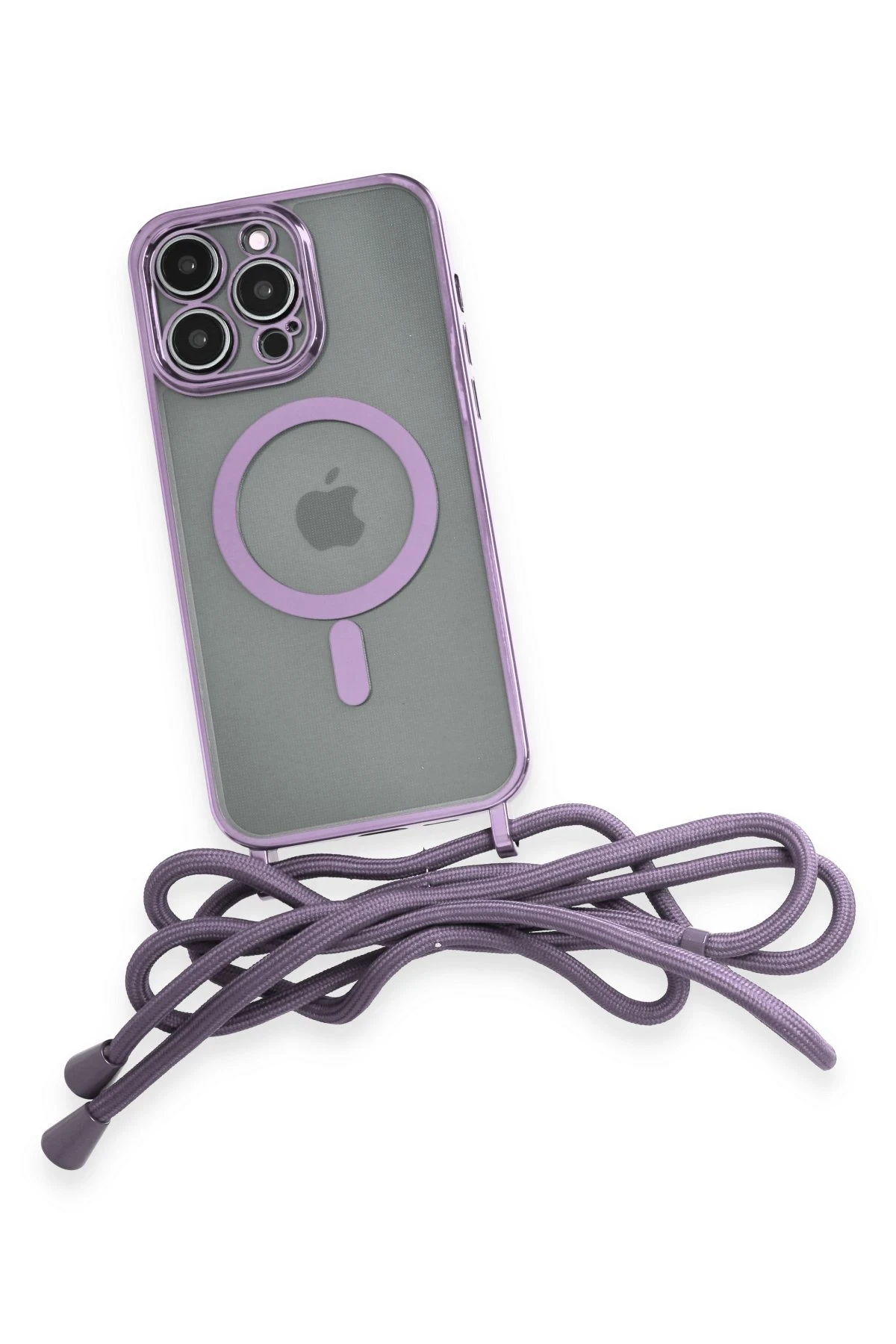 Newface iPhone 12 Pro Max Kılıf Divo Lazer Askılı Magsafe Kapak - Lila - Görsel 4
