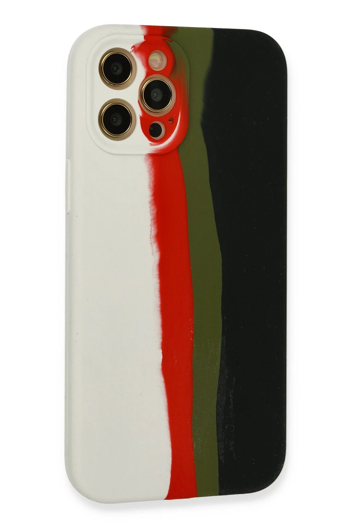 Newface iPhone 12 Pro Max Kılıf Ebruli Lansman Silikon - Beyaz-Siyah - Görsel 3