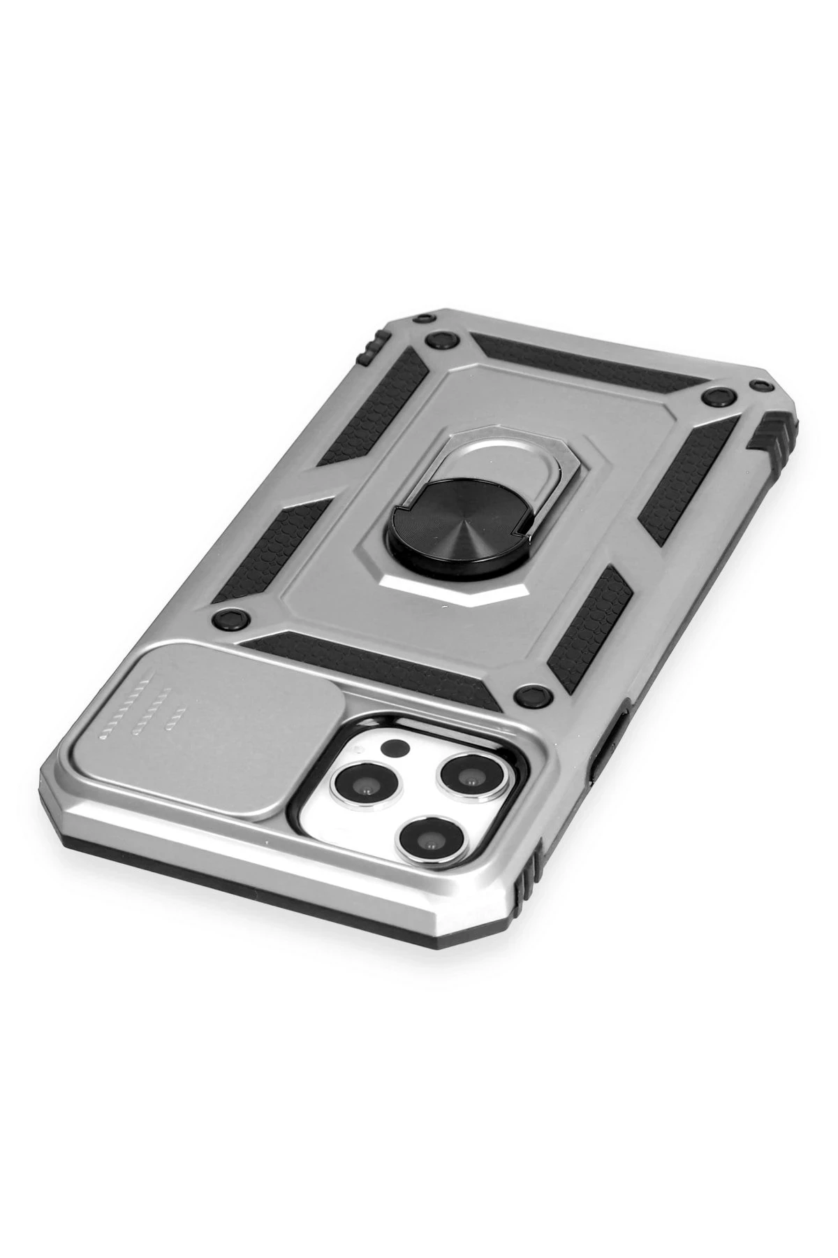 Newface iPhone 12 Pro Max Kılıf Pars Lens Yüzüklü Silikon - Gümüş - Görsel 5
