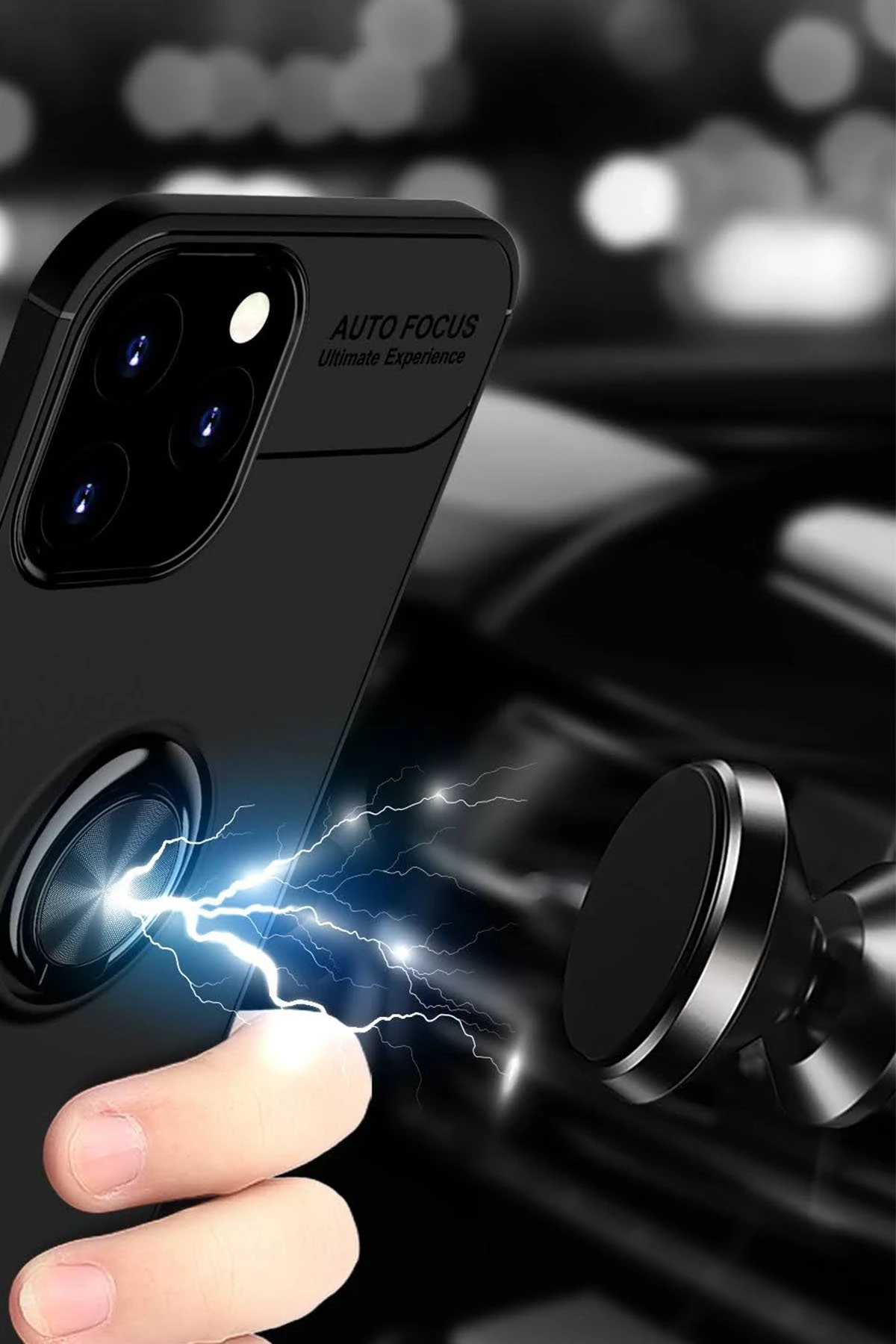 Newface iPhone 12 Pro Max Kılıf Range Yüzüklü Silikon - Siyah-Gold - Görsel 4