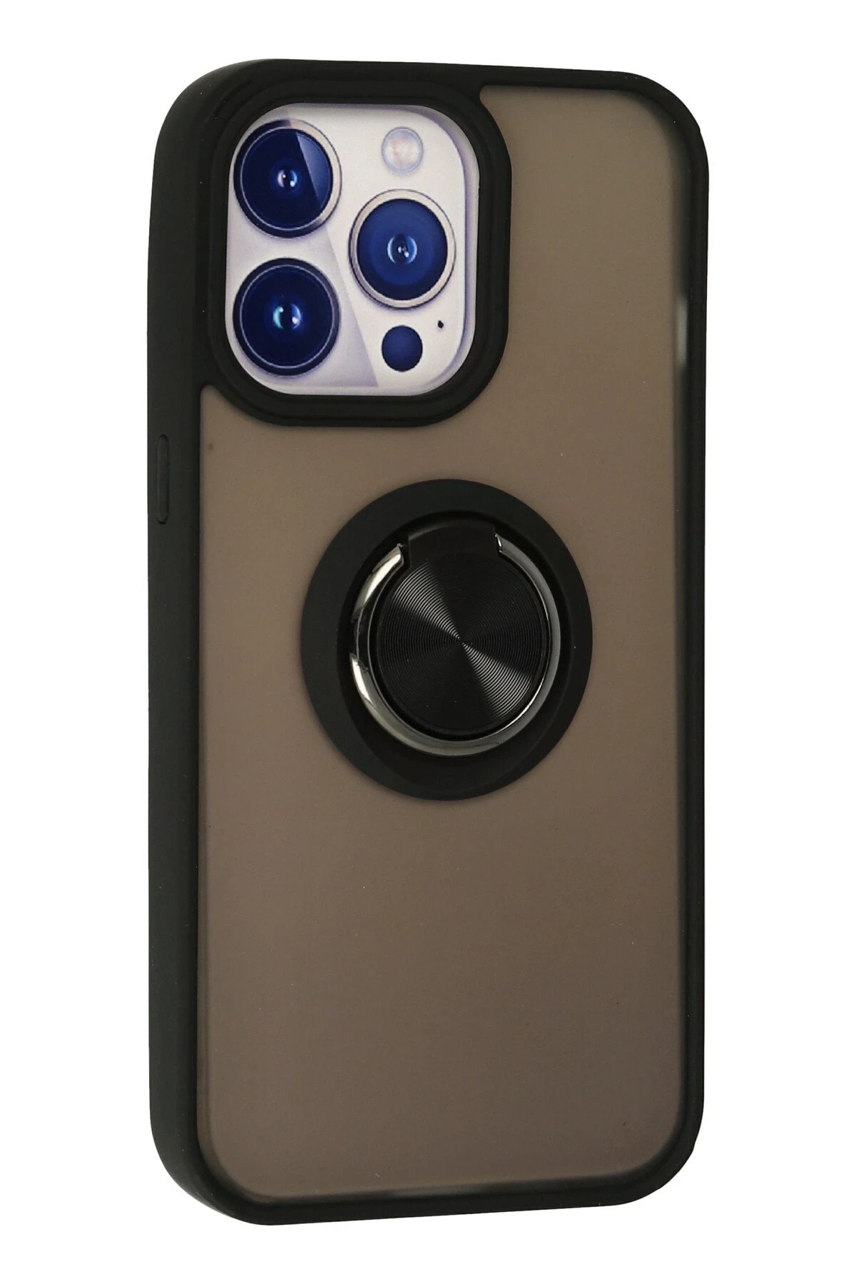 Newface iPhone 13 Pro Max Kılıf Montreal Yüzüklü Silikon Kapak - Siyah - Görsel 3