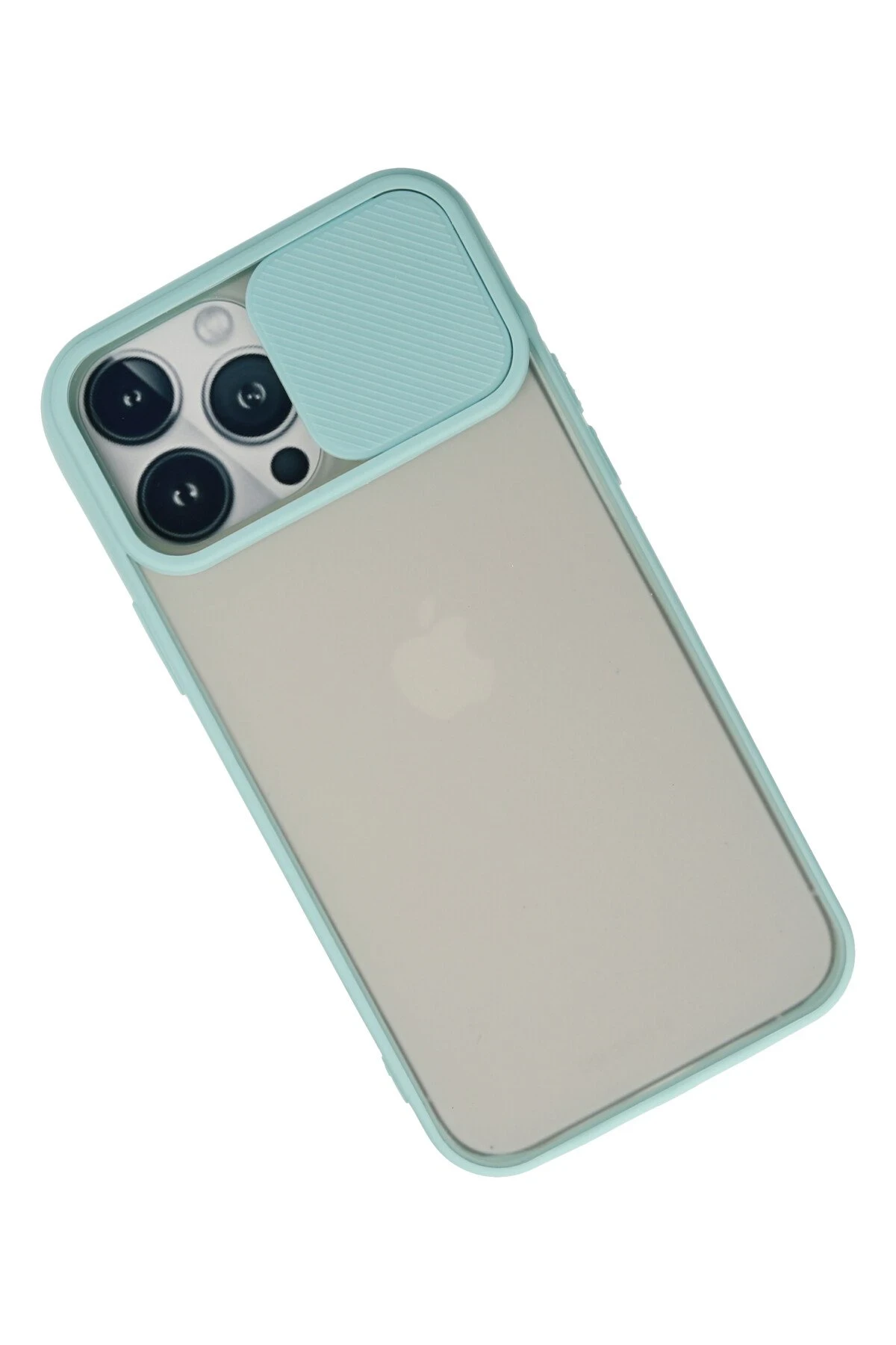 Newface iPhone 13 Pro Max Kılıf Palm Buzlu Kamera Sürgülü Silikon - Turkuaz - Görsel 3