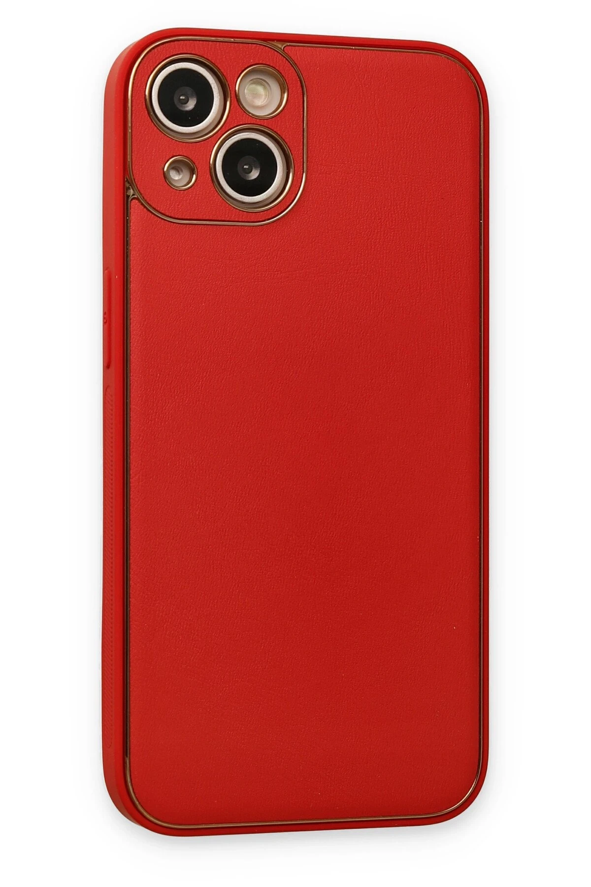 Newface iPhone 14 Plus Kılıf Coco Deri Silikon Kapak - Kırmızı - Görsel 3