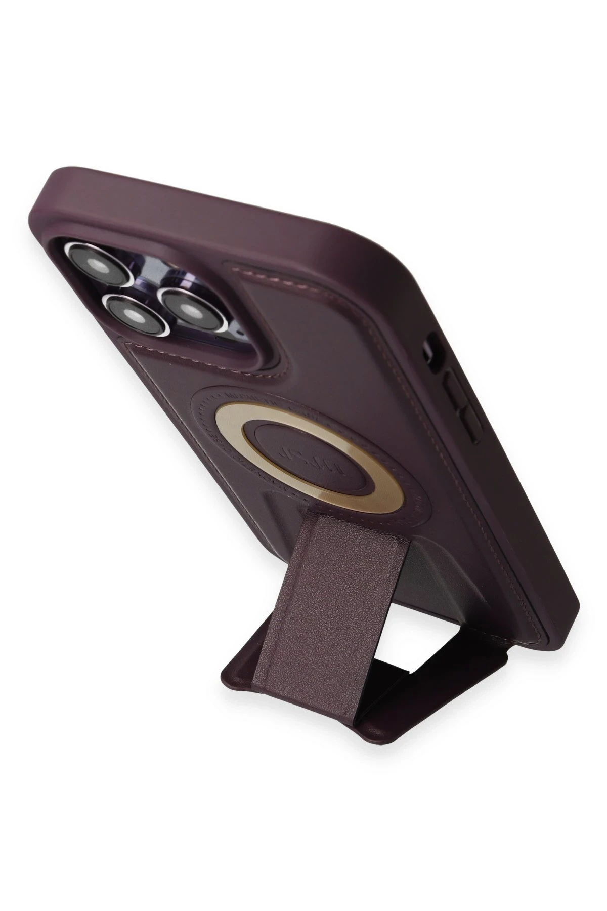 Newface iPhone 14 Pro Kılıf Merkür Magneticsafe Standlı Kapak - Derin Mor - Görsel 4