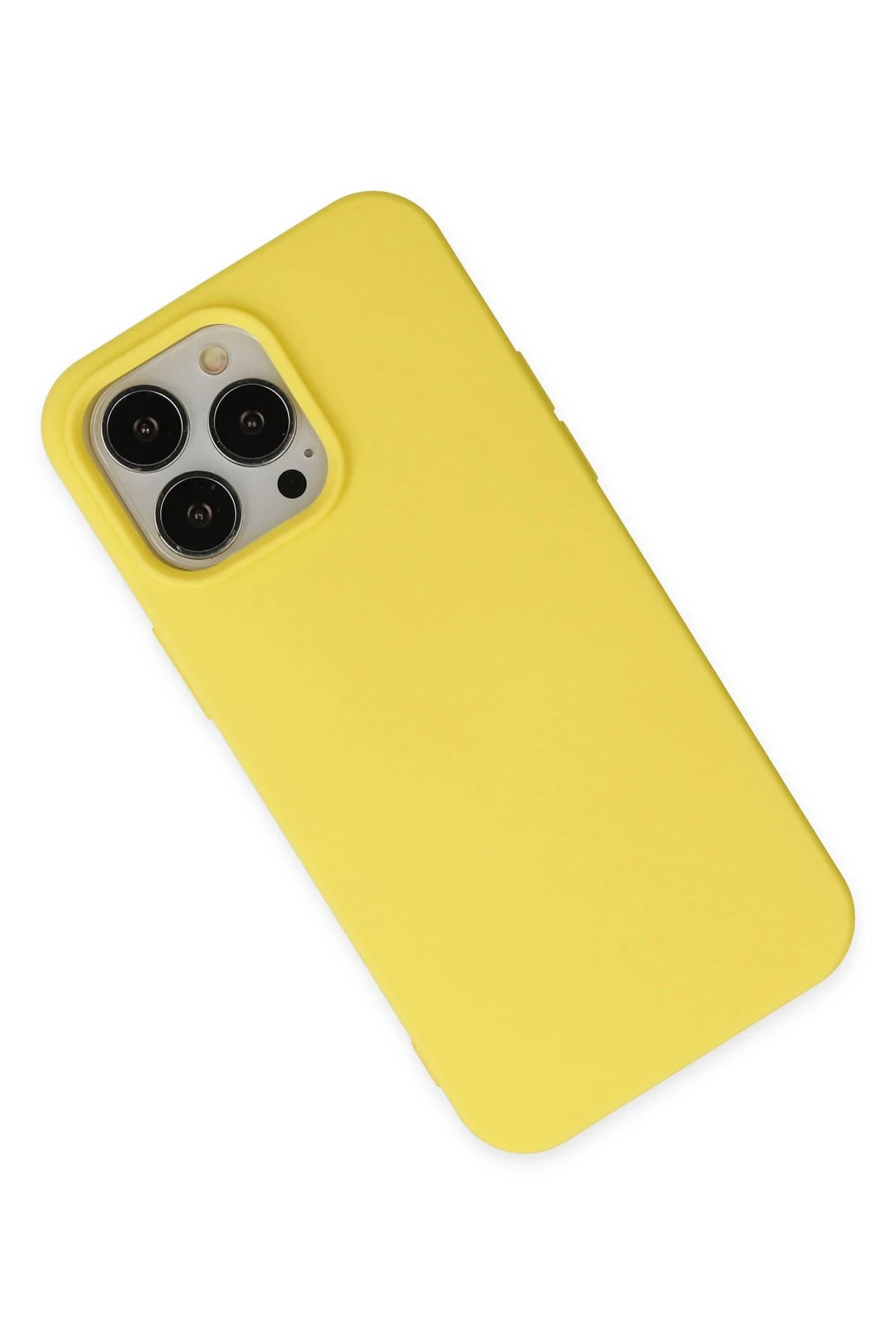 Newface iPhone 14 Pro Kılıf Nano içi Kadife Silikon - Sarı - Görsel 3