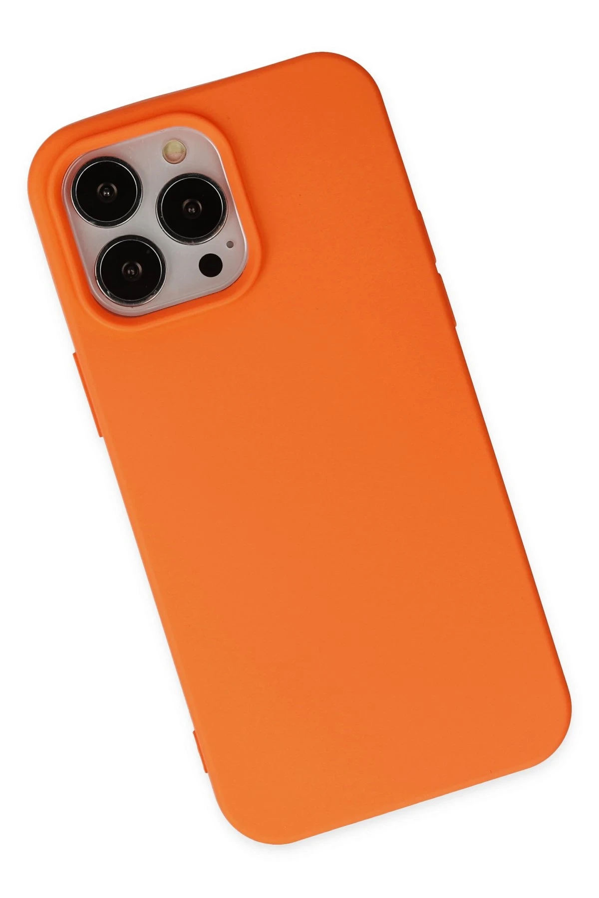 Newface iPhone 14 Pro Kılıf Nano içi Kadife Silikon - Turuncu - Görsel 3
