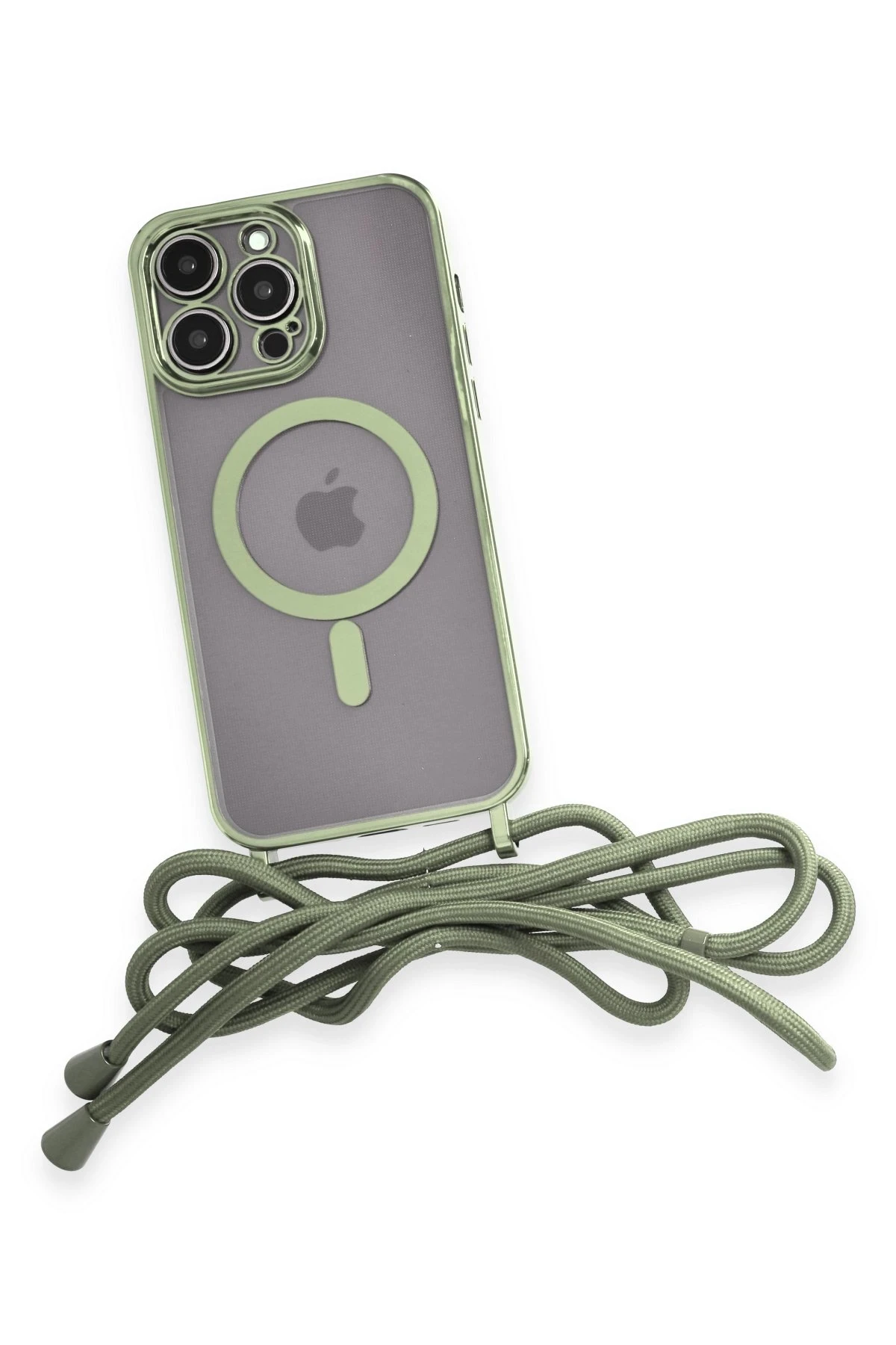 Newface iPhone 14 Pro Max Kılıf Divo Lazer Askılı Magsafe Kapak - Koyu Yeşil - Görsel 4
