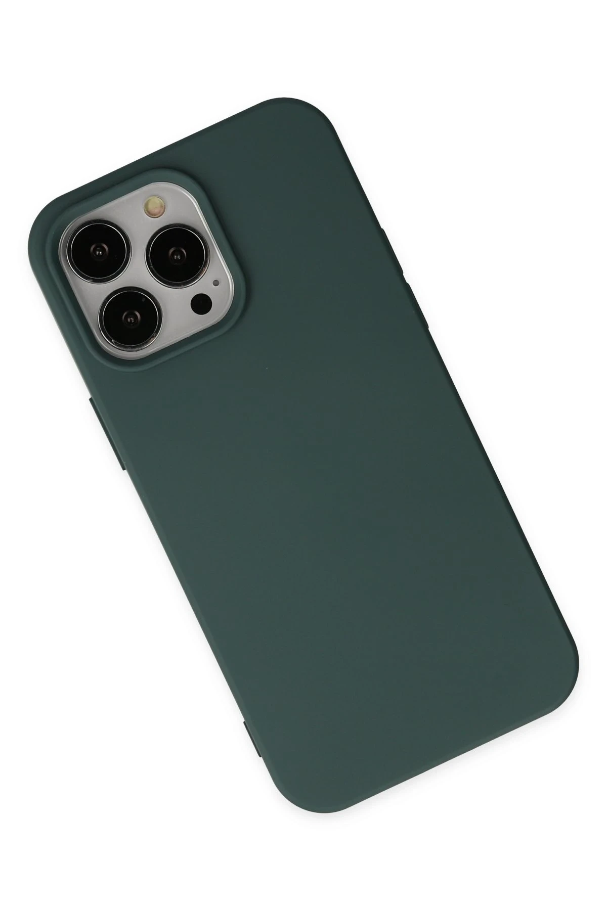 Newface iPhone 14 Pro Max Kılıf Nano içi Kadife Silikon - Koyu Yeşil - Görsel 3