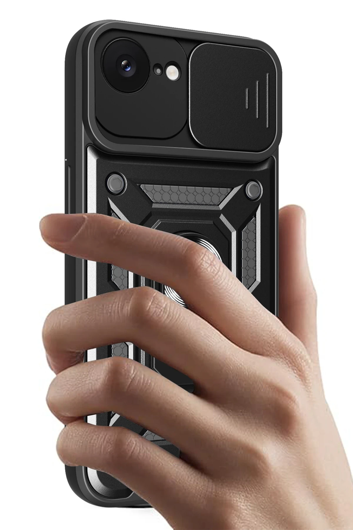 Newface iPhone 16E Kılıf Pars Lens Yüzüklü Silikon - Yeşil - Görsel 3